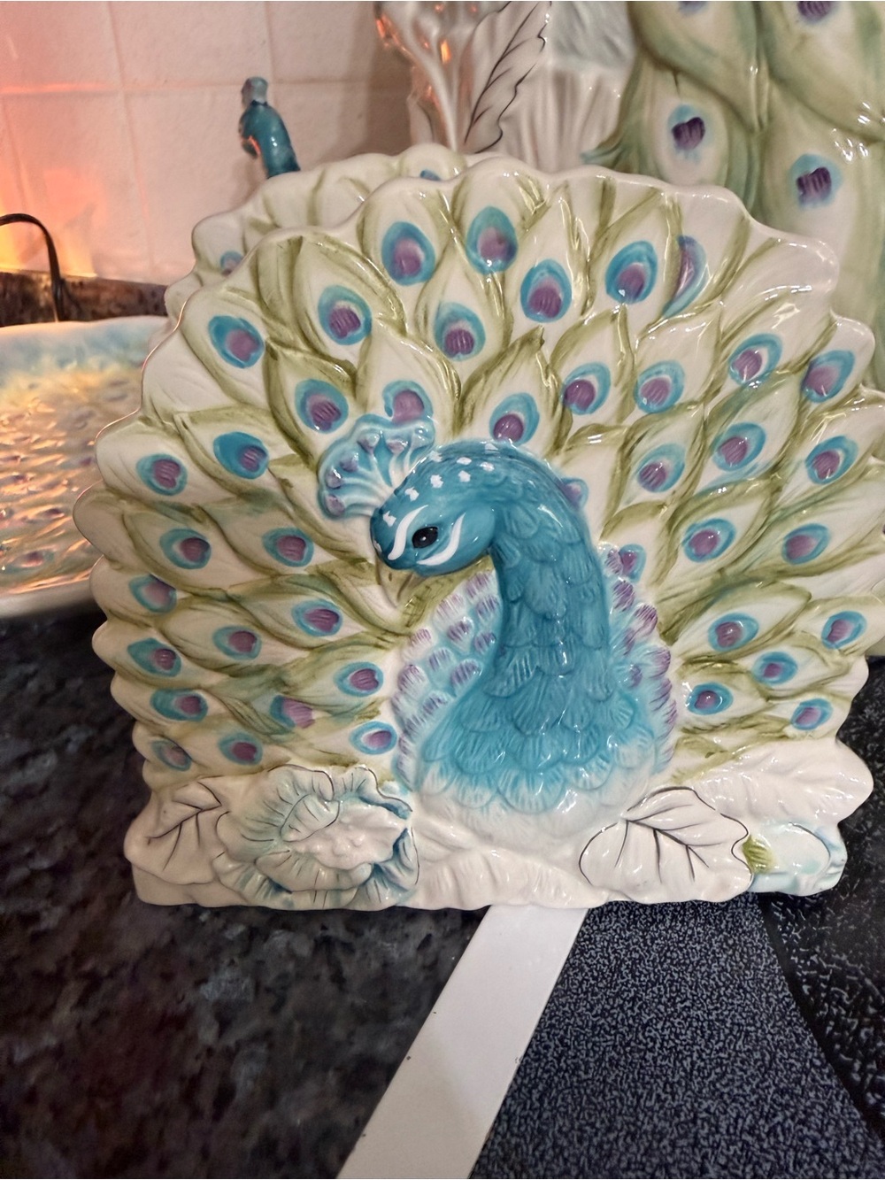 Edie Rose Peacock Napkin Holder